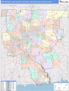 Hartford-West Hartford-East Hartford Metro Area Digital Map Color Cast Style